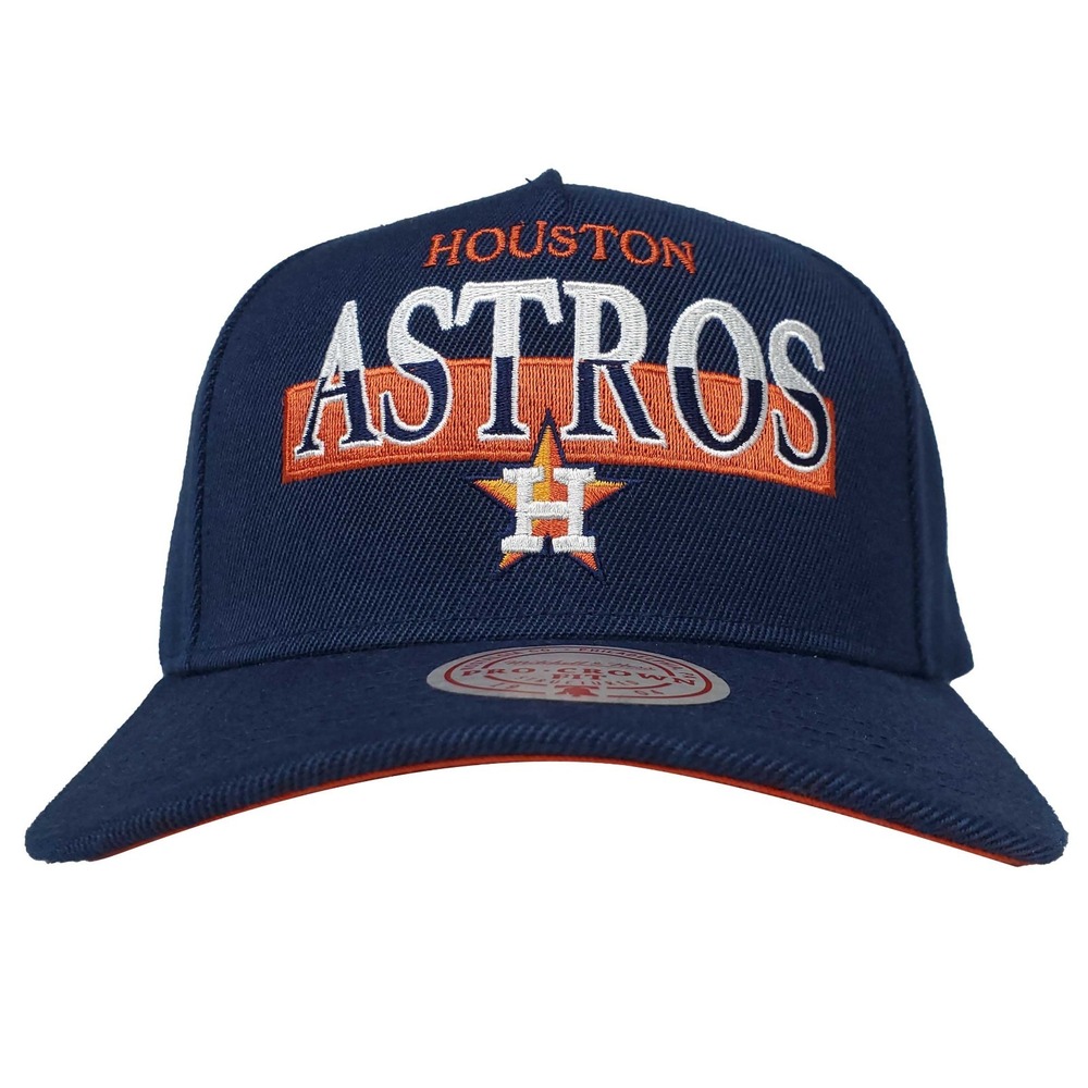 Houston Astros Mitchell & Ness MLB Pro Fit Snapback Hat Cap 3D Logo‎ Navy NWT